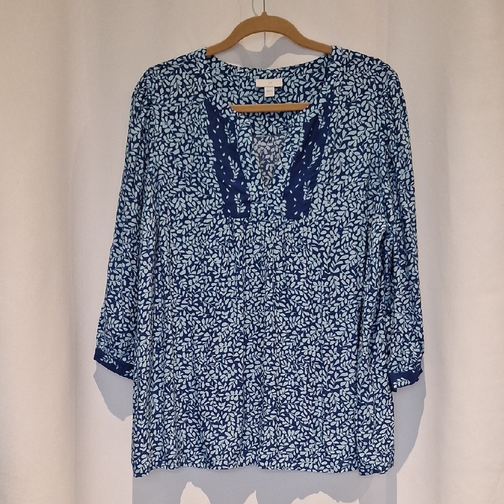 J. Jill Blue Fauna Patterned Women's Tunic Size L